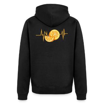 Tangerine fruit heartbeat gift gift - Unisex Premium Organic Zip Hoodie - black - Back - Nico (187cm)