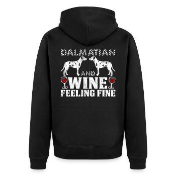 Dalmatian And Wine Feeling Fine Gift Idea - Unisex Premium Organic Zip Hoodie - black - Back - Nico (187cm)