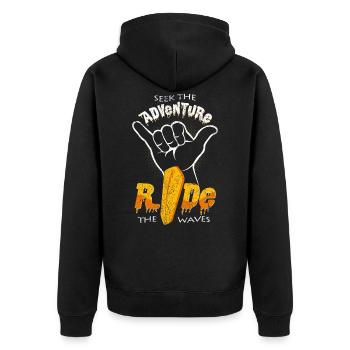 surfer - Unisex Premium Organic Zip Hoodie - black - Back - Nico (187cm)
