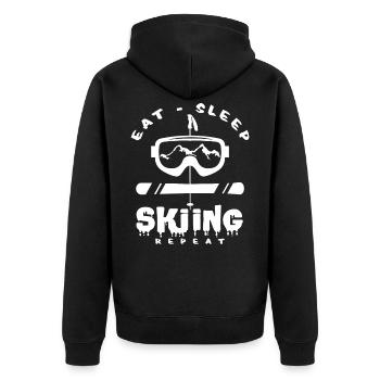 Ski - Unisex Premium Bio Zip Hoodie - Schwarz - Hinten - Nico (187cm)
