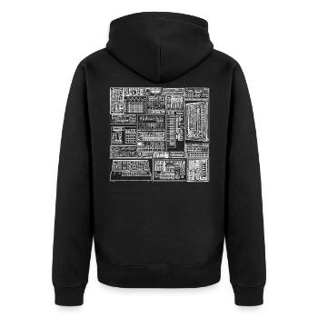 Synthesizer Kollektion - Unisex Premium Bio Zip Hoodie - Schwarz - Hinten - Nico (187cm)