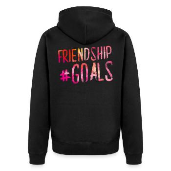 friendship goals hashtag - Unisex Premium Bio Zip Hoodie - Schwarz - Hinten - Nico (187cm)