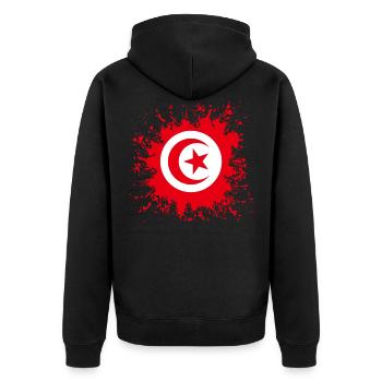 Éclaboussures de couleur du drapeau tunisien - Veste à capuche bio Premium Unisexe - noir - Dos - Nico (187cm)