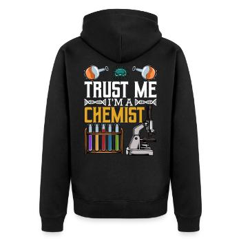 Chemist - Unisex Premium Organic Zip Hoodie - black - Back - Nico (187cm)