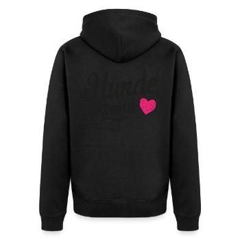 hunde mama herz - Unisex Premium Bio Zip Hoodie - Schwarz - Hinten - Nico (187cm)