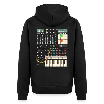 Musikproduzent und elektronischer Musiker - Unisex Premium Bio Zip Hoodie - Schwarz - Hinten - Nico (187cm)