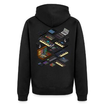 Produzent elektronischer Musik - Unisex Premium Bio Zip Hoodie - Schwarz - Hinten - Nico (187cm)