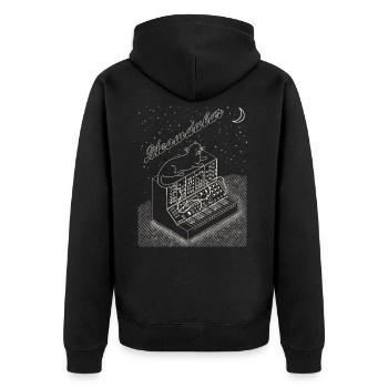 Katze auf modularem Synthesizer Lustiger Synth - Unisex Premium Bio Zip Hoodie - Schwarz - Hinten - Nico (187cm)