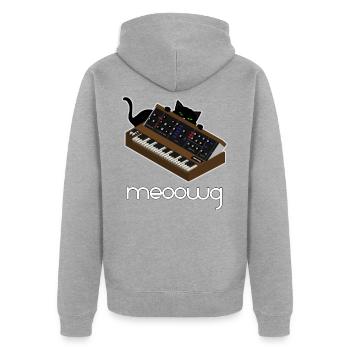 Chat synthétiseur drôle - Veste à capuche bio Premium Unisexe - gris chiné - Dos - Nico (187cm)