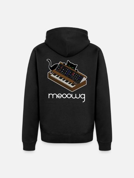 Funny Synthesizer Cat - Ekologiczna rozpinana bluza z kapturem Premium unisex - czarny