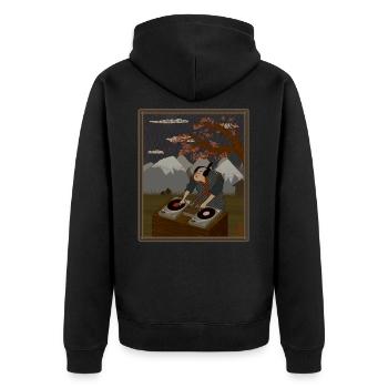 Dj Japanese Style - Unisex Premium Organic Zip Hoodie - black - Back - Nico (187cm)