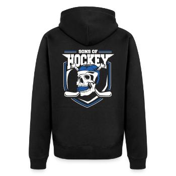 Eishockey Schläger Retro Schädel Geschenk - Unisex Premium Bio Zip Hoodie - Schwarz - Hinten - Nico (187cm)