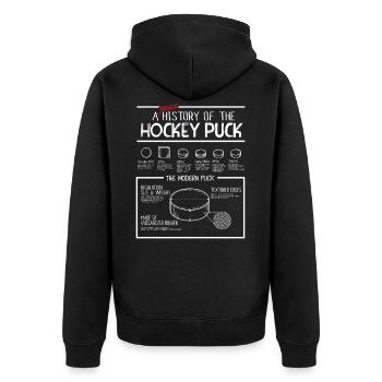 Eishockey Puck History Hockey Geschenk - Unisex Premium Bio Zip Hoodie - Schwarz - Hinten - Nico (187cm)