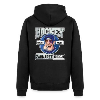Eishockey Hockeyspieler Zahnarzt Hockey Geschenk - Unisex Premium Bio Zip Hoodie - Schwarz - Hinten - Nico (187cm)