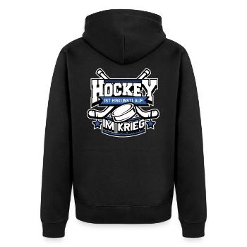Eishockey Hockeyspieler Hockey Geschenk - Unisex Premium Bio Zip Hoodie - Schwarz - Hinten - Nico (187cm)