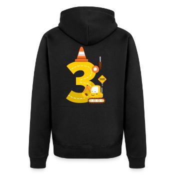 Cadeau d'anniversaire pelle 3 ans chantier - Veste à capuche bio Premium Unisexe - noir - Dos - Nico (187cm)