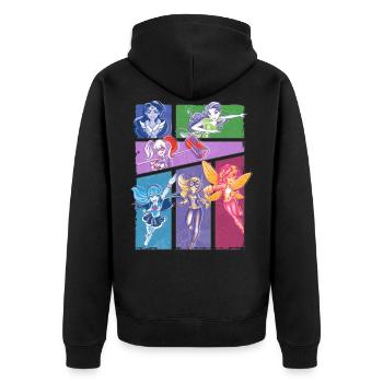 DC Super Hero Girls Collage Of Heroines - Unisex Premium Organic Zip Hoodie - black - Back - Nico (187cm)