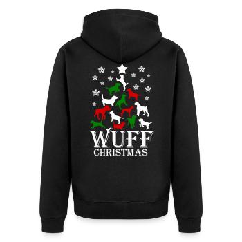 Dogs Christmas "Wuff Christmas" Ugly XMas - Unisex Premium Organic Zip Hoodie - black - Back - Nico (187cm)