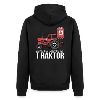 Landwirt Bauer Traktor Landmaschinen DDR Geschenk - Unisex Premium Bio Zip Hoodie - Schwarz - Hinten - Nico (187cm)