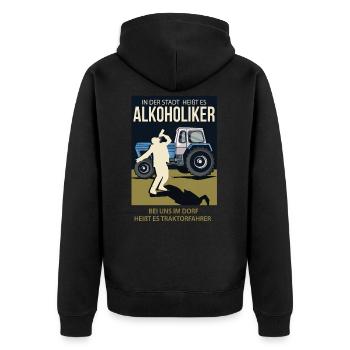 Fortschritt Traktor Landwirt Traktor Dorf Geschenk - Unisex Premium Bio Zip Hoodie - Schwarz - Hinten - Nico (187cm)