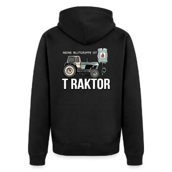 Fortschritt Traktor Hektar Landwirt Geschenk - Unisex Premium Bio Zip Hoodie - Schwarz - Hinten - Nico (187cm)