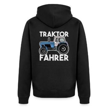 Fortschritt Traktor Fahrer Landwirt Geschenk - Unisex Premium Bio Zip Hoodie - Schwarz - Hinten - Nico (187cm)