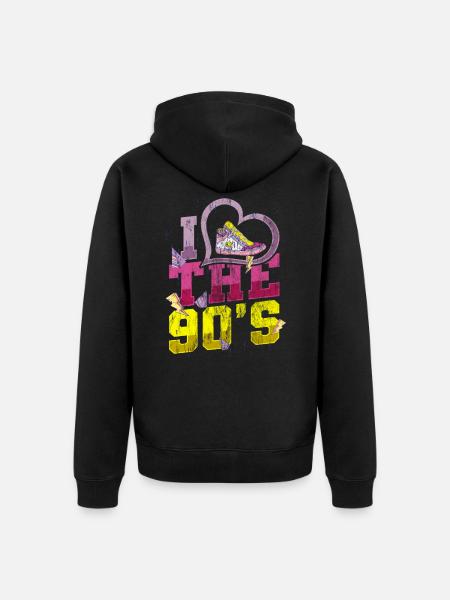 , I Love The 90s - Unisex Premium Organic Zip Hoodie - black