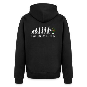 Garten Evolution - Unisex Premium Bio Zip Hoodie - Schwarz - Hinten - Nico (187cm)