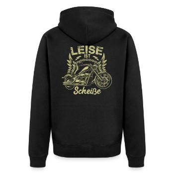 Leise Ist Scheiße - Unisex Premium Bio Zip Hoodie - Schwarz - Hinten - Nico (187cm)