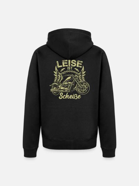 Leise Ist Scheiße - Unisex Premium Bio Zip Hoodie - Schwarz