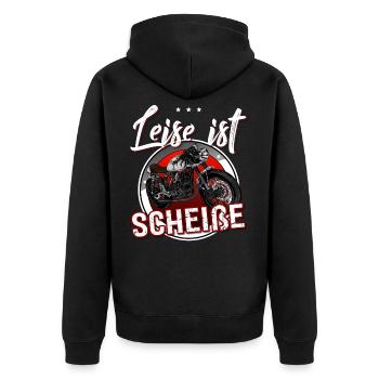 Leise Ist Scheisse - Unisex Premium Bio Zip Hoodie - Schwarz - Hinten - Nico (187cm)