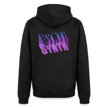 Retro Vaporwave Aesthetic Synth - Unisex Premium Organic Zip Hoodie - black - Back - Nico (187cm)