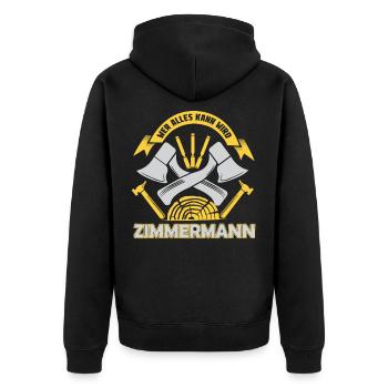 Wer Alles Kann Wird Zimmermann - Unisex Premium Bio Zip Hoodie - Schwarz - Hinten - Nico (187cm)