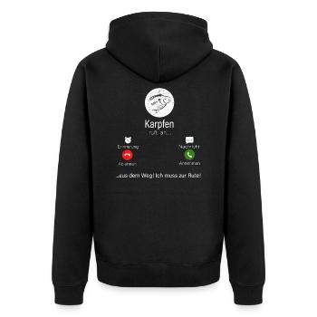 Karpfenangeln Karpfen ruft an Angler Fischer - Unisex Premium Bio Zip Hoodie - Schwarz - Hinten - Nico (187cm)