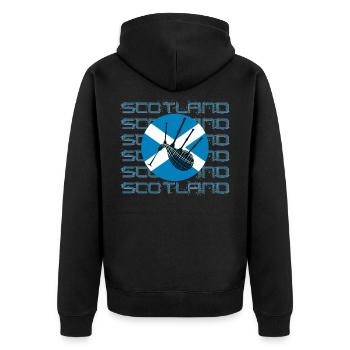 Dudelsack - Unisex Premium Bio Zip Hoodie - Schwarz - Hinten - Nico (187cm)