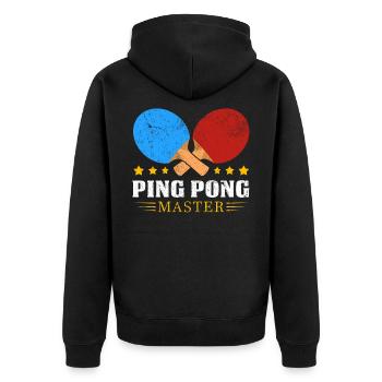 Pingpong Master Cool Table Tennis Player Gift - Unisex Premium Organic Zip Hoodie - black - Back - Nico (187cm)