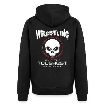 Wrestling - Unisex Premium Bio Zip Hoodie - Schwarz - Hinten - Nico (187cm)