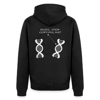Biologie Lustige Sprüche DNA Biologen Geschenk - Unisex Premium Bio Zip Hoodie - Schwarz - Hinten - Nico (187cm)