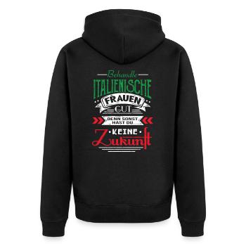 Italienische Frauen Zukunft Geschenk - Unisex Premium Bio Zip Hoodie - Schwarz - Hinten - Nico (187cm)