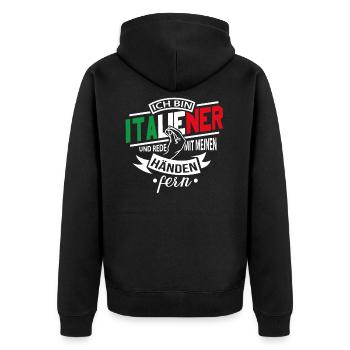 Italiener Mit Händen Reden Italien Geschenk - Unisex Premium Bio Zip Hoodie - Schwarz - Hinten - Nico (187cm)