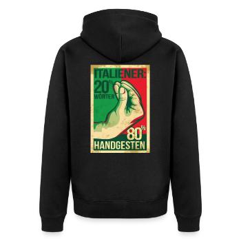 Italiener Handgesten Handschellen Geschenk - Unisex Premium Bio Zip Hoodie - Schwarz - Hinten - Nico (187cm)