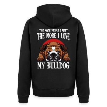 Bulldogge - Unisex Premium Bio Zip Hoodie - Schwarz - Hinten - Nico (187cm)