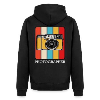 photographer - Unisex Premium Organic Zip Hoodie - black - Back - Nico (187cm)