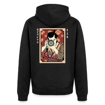 photographer - Unisex Premium Organic Zip Hoodie - black - Back - Nico (187cm)