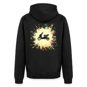 Motorroller Mofa - Unisex Premium Bio Zip Hoodie - Schwarz - Hinten - Nico (187cm)