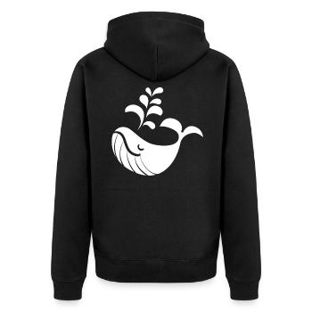 Wal - Unisex Premium Bio Zip Hoodie - Schwarz - Hinten - Nico (187cm)