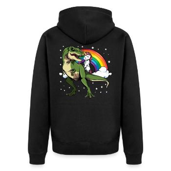 Licorne T-Rex Arc-en-ciel étoiles Fabeltier Cadeau - Veste à capuche bio Premium Unisexe - noir - Dos - Nico (187cm)