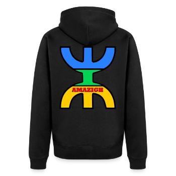 Amazigh flag - Unisex Premium Organic Zip Hoodie - black - Back - Nico (187cm)