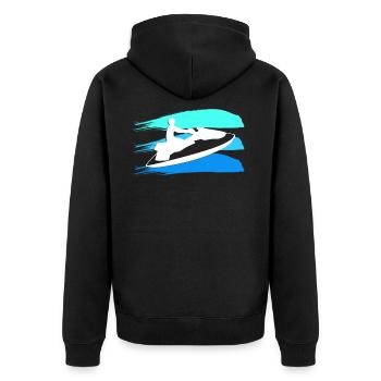 Jetski - Unisex Premium Bio Zip Hoodie - Schwarz - Hinten - Nico (187cm)
