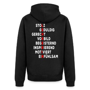 Lehrer Definition - Unisex Premium Bio Zip Hoodie - Schwarz - Hinten - Nico (187cm)
